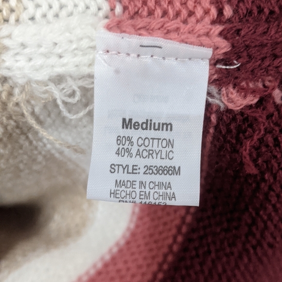 Thyme + Honey Women's Medium Pink/Brown Stripes Crewneck Relaxed Fit Sweater - Picture 7 of 7